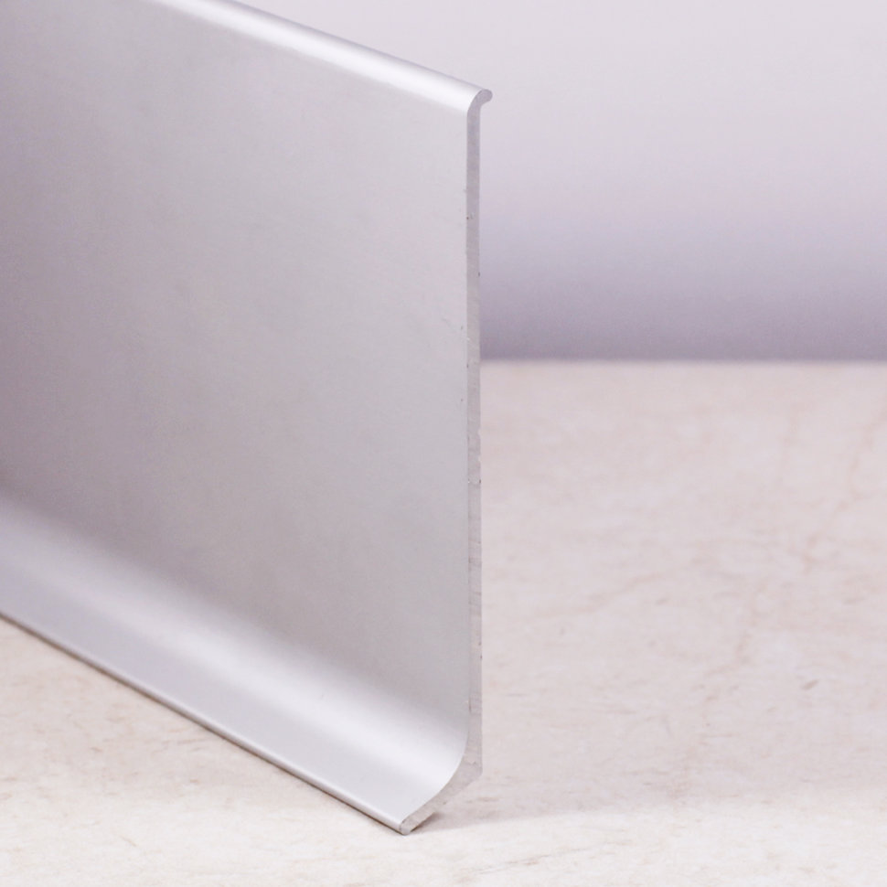 ПЛ 100.3000.AA Г-образный плинтус 100 мм, алюминий анодированный, цвет серебро, длина 3000 мм