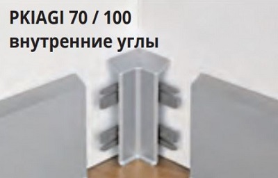PKIAGIBT 70 - Угол (внешний) для плинтуса PROSKIRTING ISP H= 70 мм, ПВХ блестящий, цвет титан
