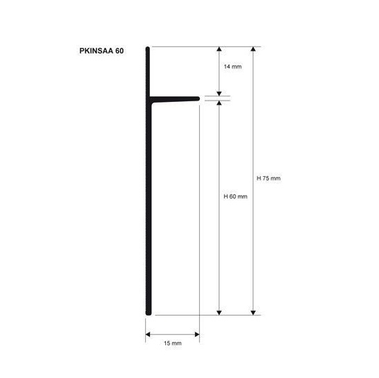 PKINSAA 60 - Плинтус PROSKIRTING INS H= 60 мм, алюминий анодированный, цвет серебро, длина 2000 мм