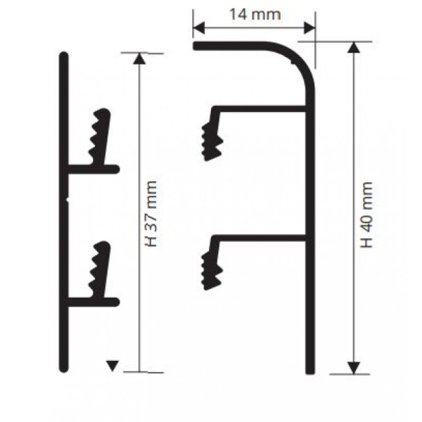 PKGS 55 - Перфорированная опора для плинтуса PROSKIRTING, алюминий натуральный
